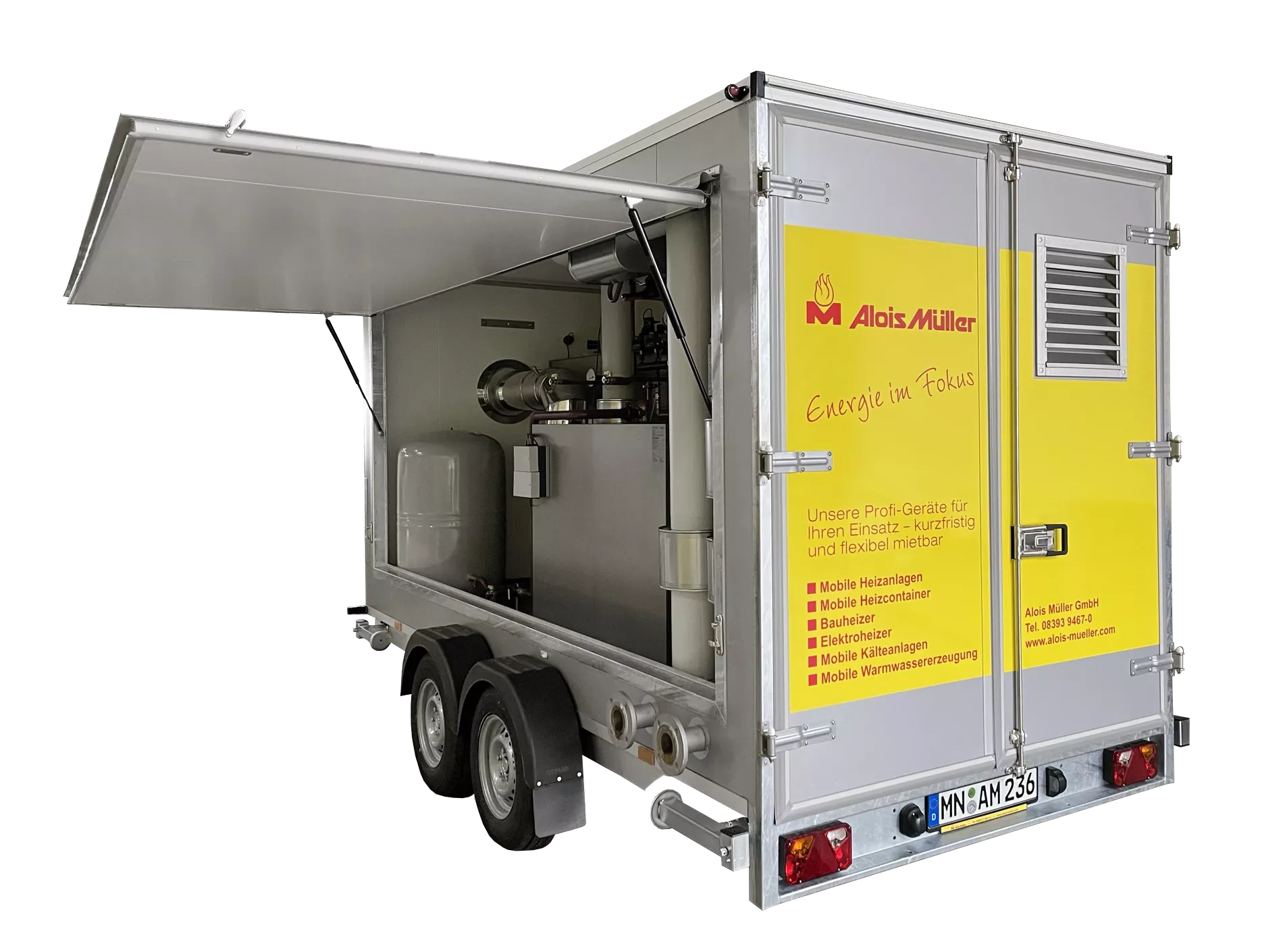 Mobile Heizzentrale AM700OE Seitenansicht